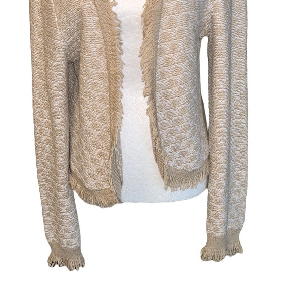 Burgess “The Jessica” Fringe Cashmere Cotton Bolero Cardigan Shrug in Sable - L - Picture 5 of 15